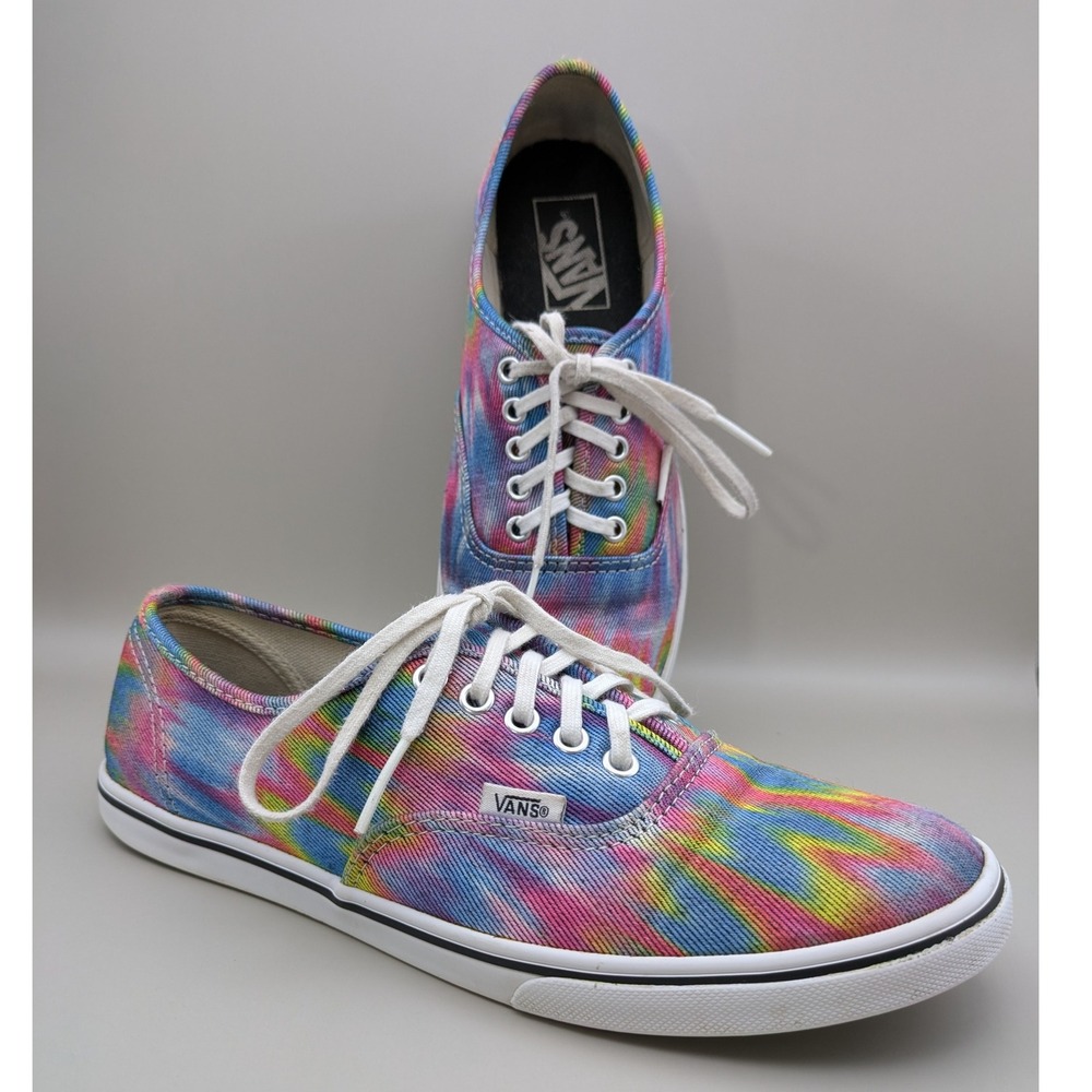 Vans Lace Up Shoes Rainbow Tie Dye Canvas Low Top Mens Size 6.5 Womens Size 8